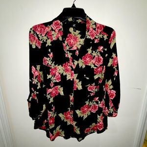 Flower button-up blouse